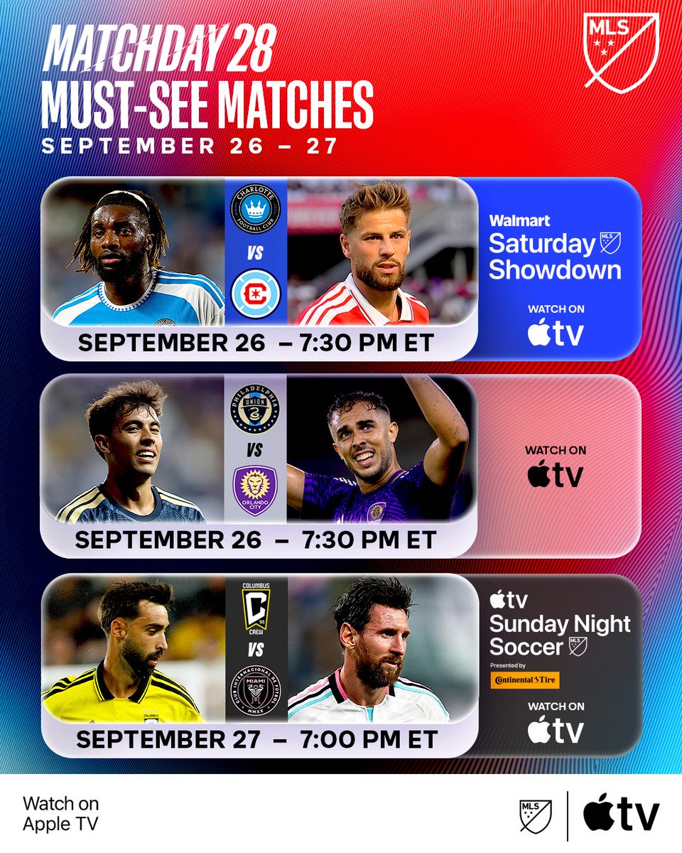 Your weekend watchlist: activated ⚡️

Watch every match on Apple TV: <https://t.co/ZLYzltQoCV> 
 [📷](https://pbs.twimg.com/media/HTEiCIqXcAAdISZ.jpg) https://p