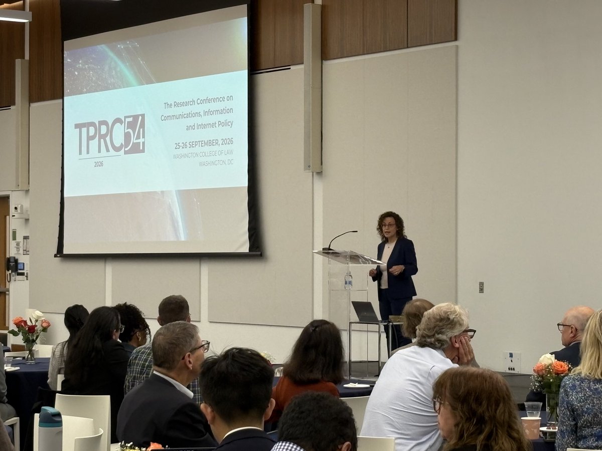 TPRCtweets's tweet photo. Happening now: The Hon. @AGomezFCC FCC commissioner is addressing the TPRC community in a plenary session. https://t.co/JvpBZut0zA