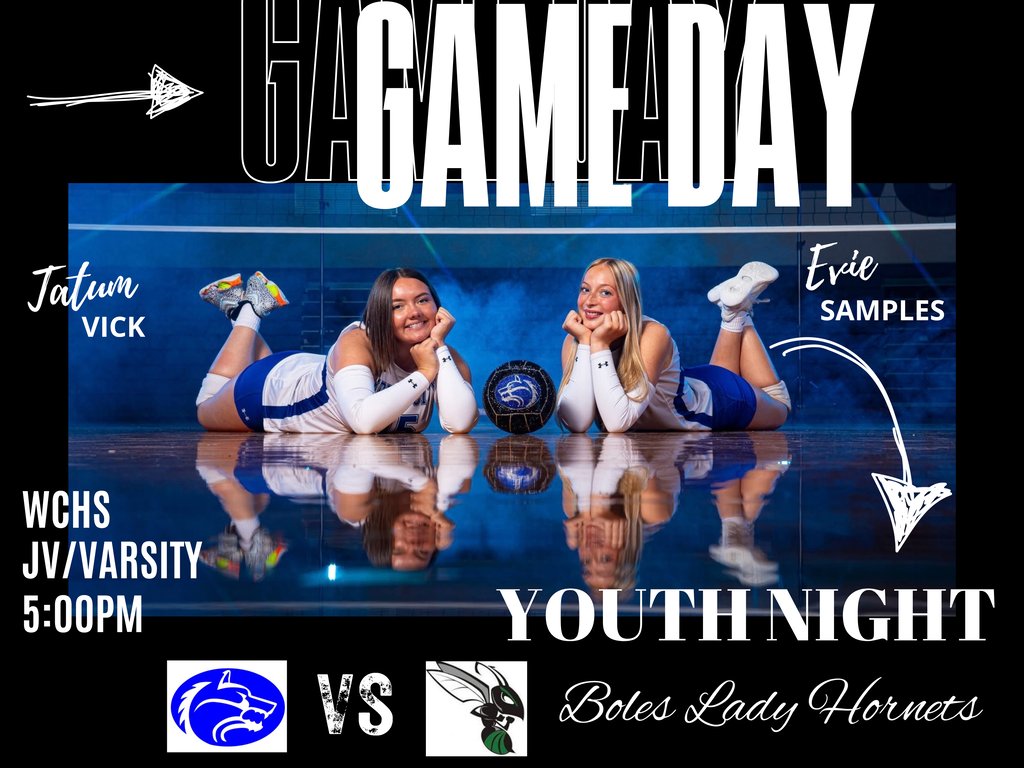 wcisd's tweet photo. TUESDAY 9/29 IS YOUTH NIGHT AT THE VOLLEYBALL GAME! 

Please join us as we recognize the next generation of  Lady Wolves Volleyball players (YSA and JH) in between the JV and Varsity Games.

JV 5PM followed by Varsity. https://t.co/yVb2yvWR1O