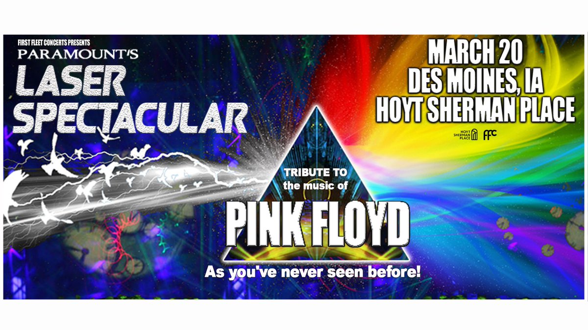 hoytsherman's tweet photo. On sale now! Paramount's Laser Spectacular returns to Hoyt Sherman Place on Saturday, March 20! 🌈 Experience the music of Pink Floyd through a multi-media laser and light show! 🎟️ Tickets are available now: https://t.co/vrCyJFgFsv https://t.co/i4JIMdZ8pR