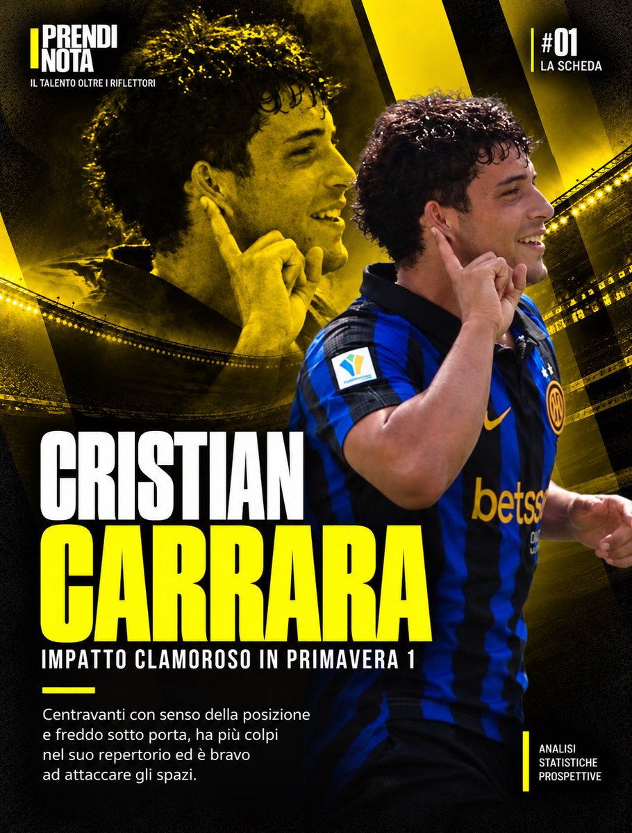 prendi_nota's tweet photo. 📝 Prendi nota di Cristian Carrara.

⚽️ Classe 2008, di proprietà dell’Inter, si è messo in mostra nello scorso campionato Under 18 con 18 gol in 32 presenze. Quest’anno ha avuto un impatto devastante con il campionato di Primavera 1: per lui sono arrivati già 7 gol in 5 partite.

🖥️ Visita https://t.co/jkFogMkzkI per l’approfondimento completo!

A thread👇🏻

#inter #interprimavera #primavera1 #cristiancarrara #carrara
