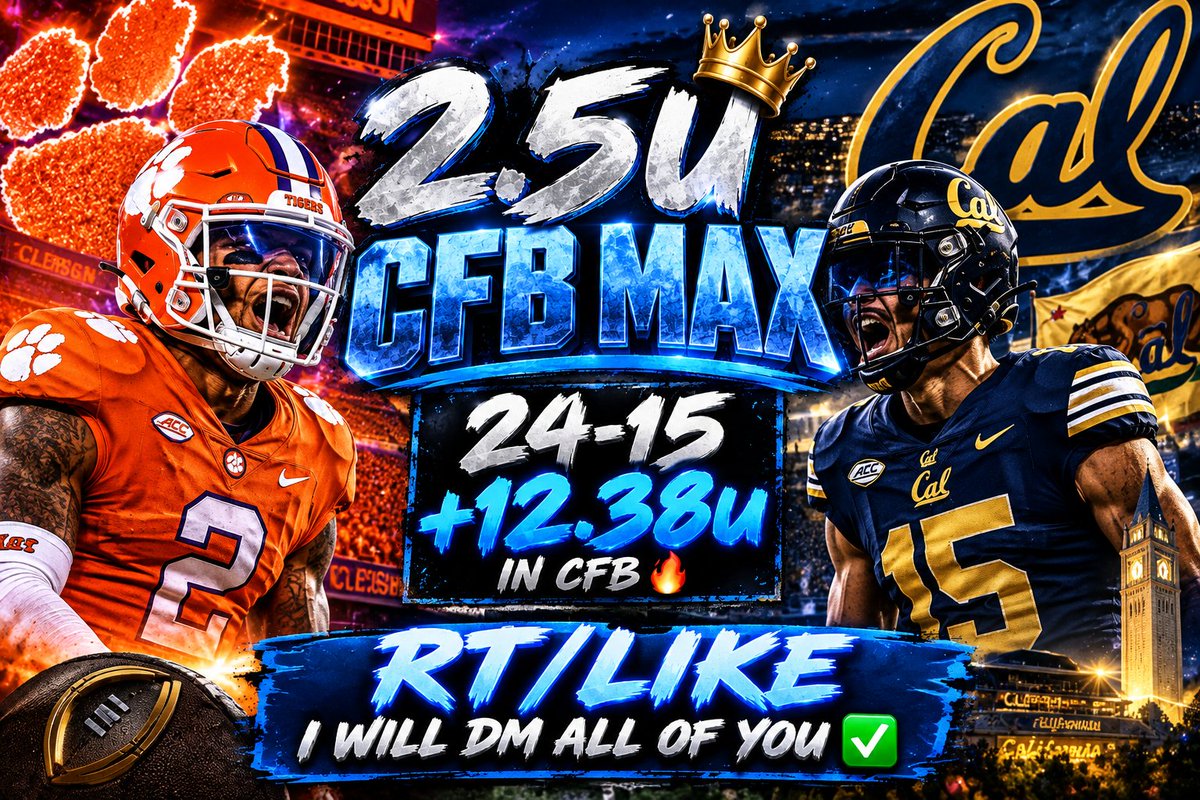 CashCing's tweet photo. 2.5u CFB MAX BET 👑

RT/LIKE I am dming EVERYONE asap ✅

Bet Placed on: @Play_Texan 🔥

24-15 +12.38u CFB YTD 📈 https://t.co/JXbrGFIIoF