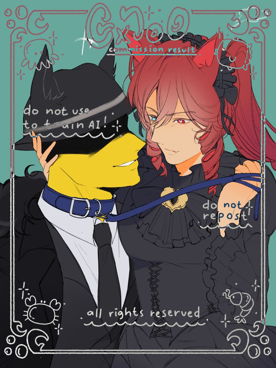 crxno0's tweet photo. comms result, tysm! 🐶🐱 https://t.co/ASr4PvQJHA