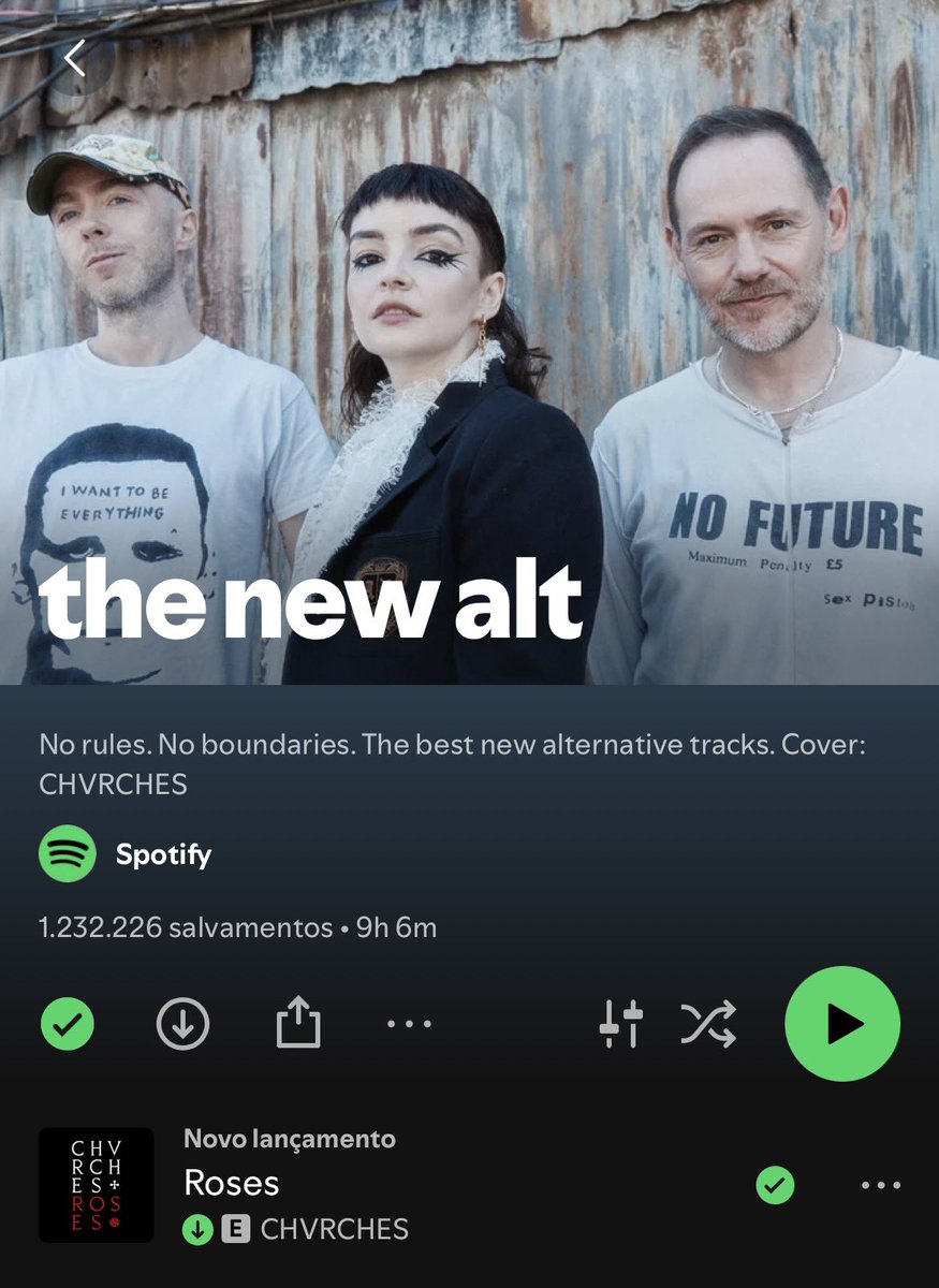 CHVRCHESBRA's tweet photo. CHVRCHES na capa da playlist “The New Alt” do Spotify. 🖤🥀

📸 1 imagem - via instagram do @SpotifyUK https://t.co/QZdpWREgql
