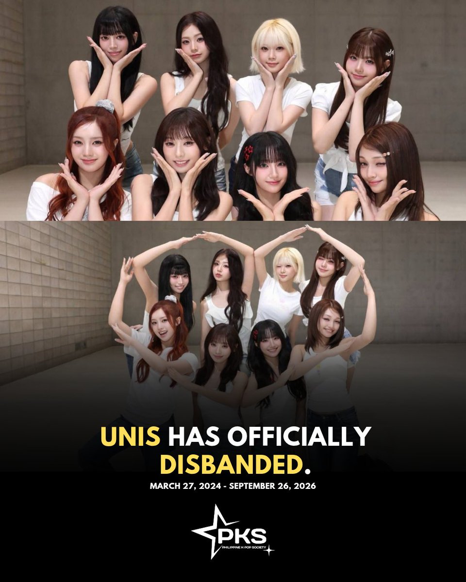 PKS_Official's tweet photo. #UNIS has officially disbanded. 🥹

03.23.2024 - 09.26.2026 🌌

#유니스 #UNIS
#ThankyouUNIS
#EverAfter https://t.co/epcreRIXqp