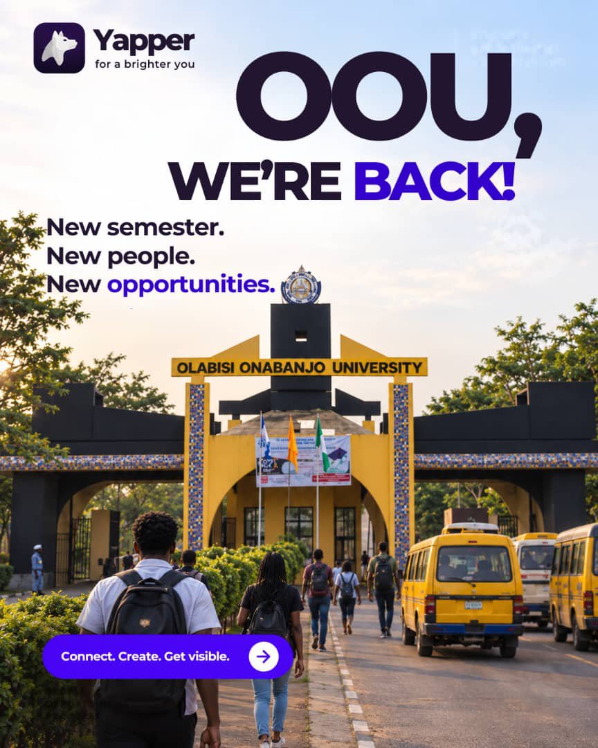 Yapper_oou's tweet photo. OOU, WE’RE BACK 💜
New semester. New people. New opportunities.
Whether you’re returning to campus or just getting ready to begin your OOU journey, there’s a lot more waiting for you beyond the classroom.

Connect. Discover. Build. Grow. 
This semester, don’t just show up.
#oou https://t.co/pTWjoPpbcN