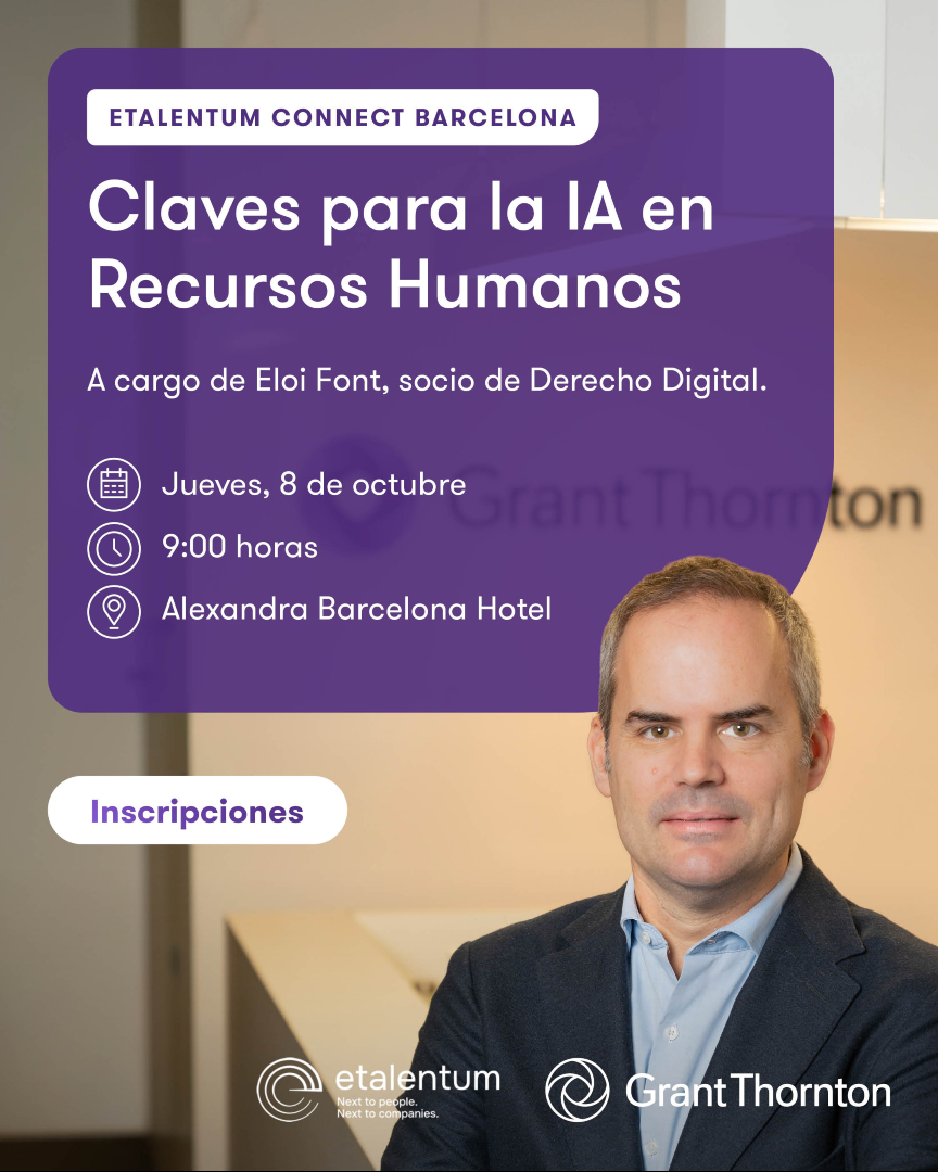 GrantThorntonSp's tweet photo. 🤖 ¿Está tu empresa preparada para integrar la IA en Recursos Humanos?

El 8 de octubre, Eloi Font, socio de Derecho Digital, participará en eTalentum Connect Barcelona para analizar el impacto del Reglamento Europeo de IA en el ámbito laboral.

👉 https://t.co/Igdz6nrnFc

#GrantThornton #IA
