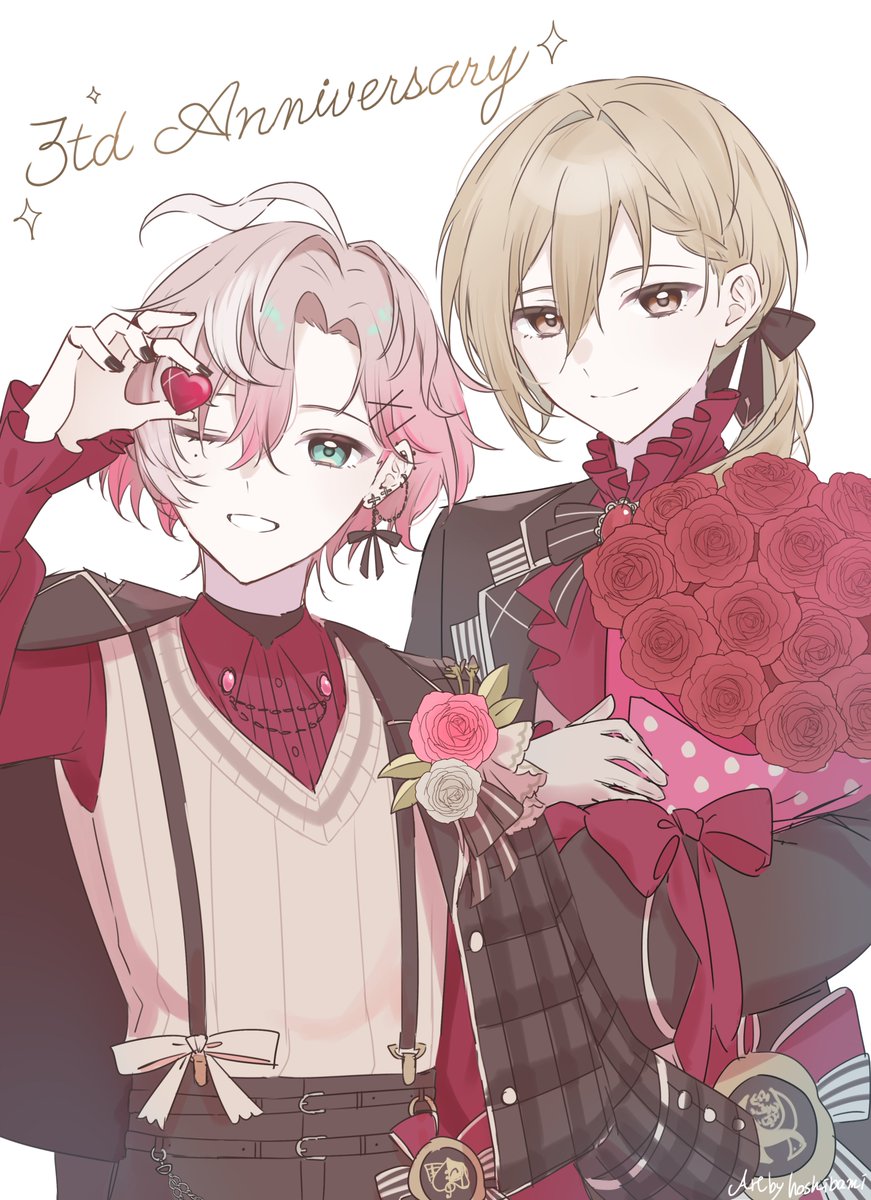 hoshibami_'s tweet photo. 3周年おめでとうございます〜！！
メロルドとロマリシュでお祝い🎼🌹
#Fragari_Art  #フラメモ3周年 https://t.co/RaQswnepu3