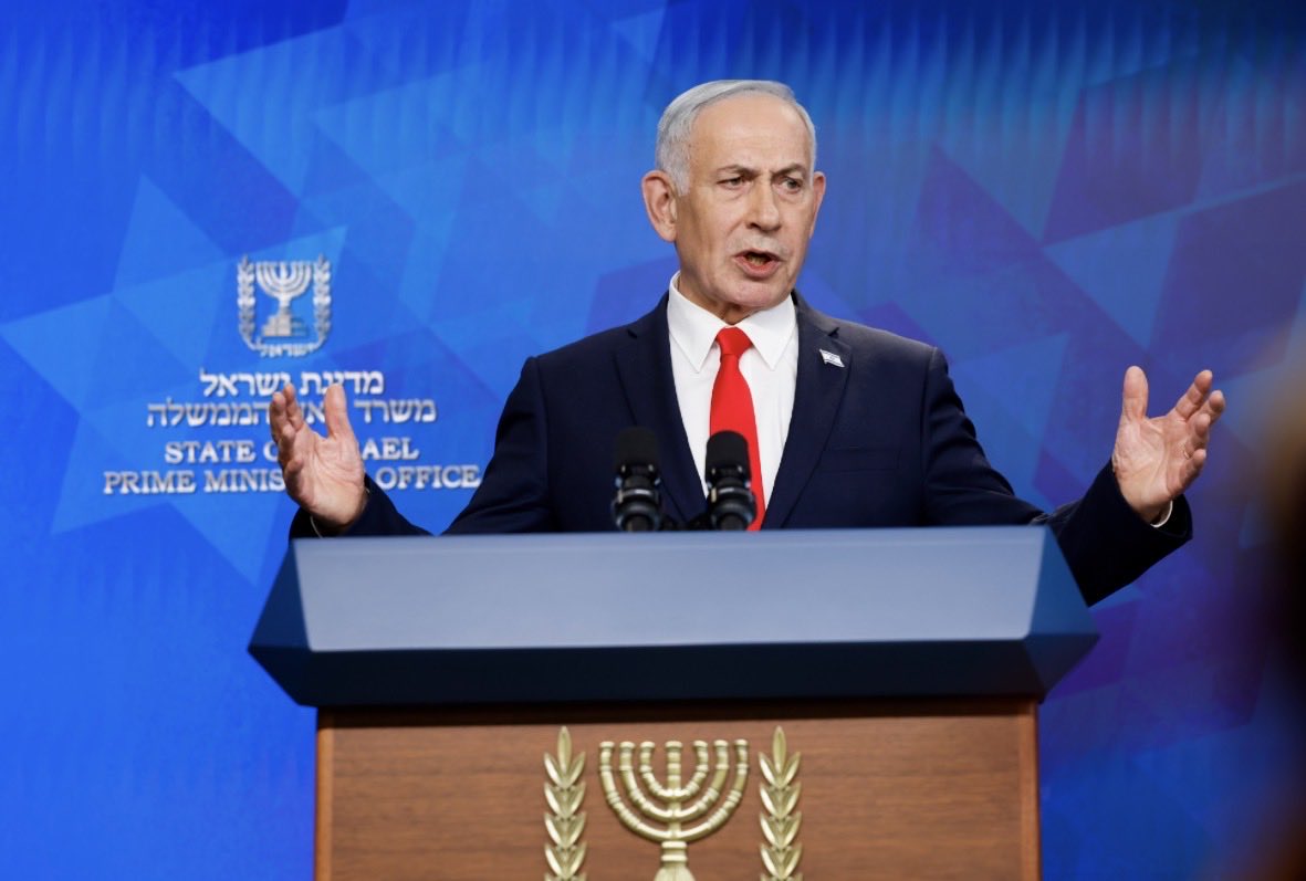 BRICSinfo's tweet photo. JUST IN: 🇮🇱🇵🇸 Israeli Prime Minister Netanyahu vows to completely eliminate Hamas. https://t.co/PWv8SaL4yt