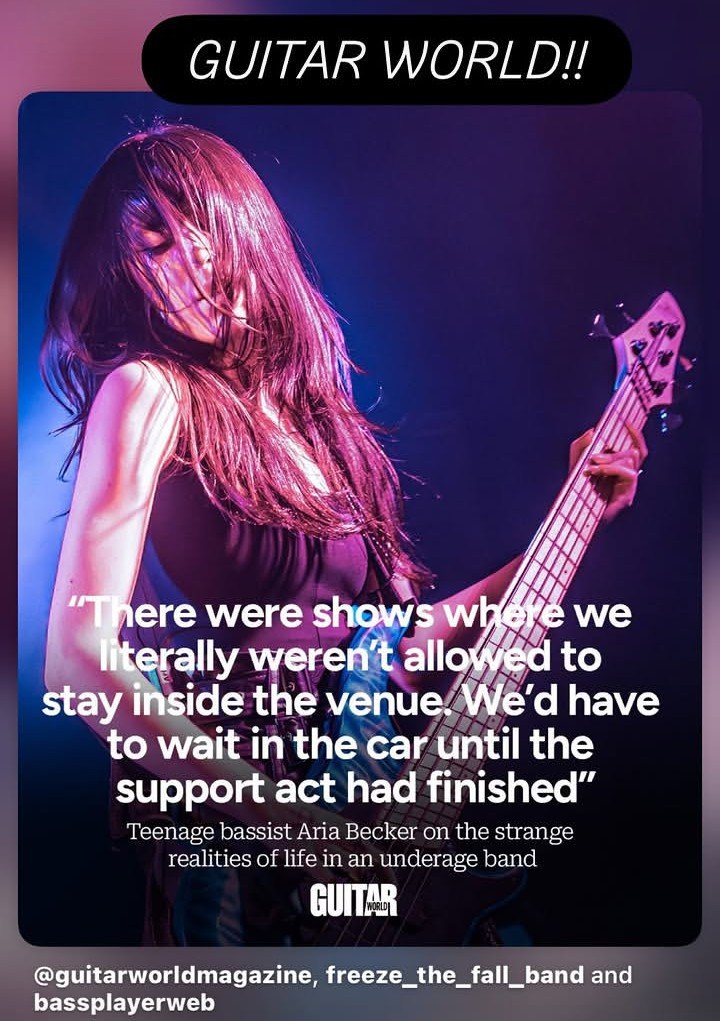 ARSKYLOVER's tweet photo. ROCK-🌎🌍🌏  Bassist on the 💫18 yr old Aria Becker of BC's 🇨🇦 @freeze_the_fall 🌬️❄️ as @GuitarWorld HAS taken notice!! 🤘🏻😁🤘🏻 CHECK OUT THESE ROCK TEENS ..  ASAP! 

@EddieTrunk @allihagendorf
@CiBabs @LoriMajewski
@604records @RollingStone @BassGuitarMag @ProgMagazineUK #RT https://t.co/AMdiepE3fh