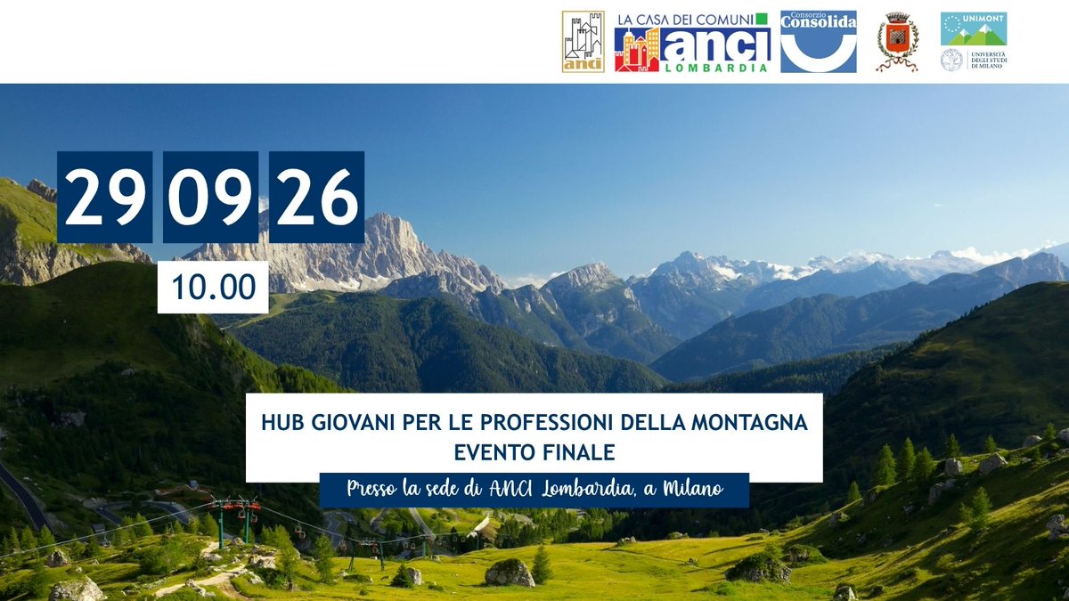 polo_unimont's tweet photo. 29 Settembre ore 10.00, Milano – Evento finale del progetto “Hub Giovani per le professioni della montagna” presso la sede di ANCI Lombardia. Scopri il programma completo: https://t.co/315vyPDByr @LaStatale  @RegLombardia https://t.co/29NWShEo2G