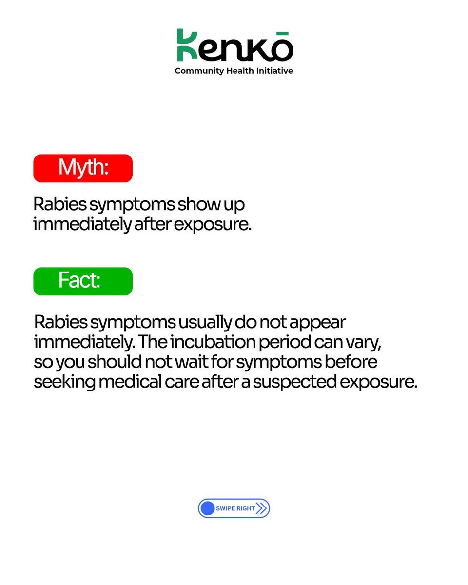 KenkoChesint's tweet photo. 1/
RABIES: Myth vs Fact 🐾🚨

Let's clear the air. A thread 🧵👇

2/
❌ MYTH: Only dogs carry rabies
✅ FACT: Any mammal fit carry am. Cats, monkeys, even bats 🐱🐒🦇 No be only dog you go dey watch for.

3/
❌ MYTH: If the animal looks healthy, e no fit get rabies
✅ FACT: Rabies no dey show for face 👀 An infected animal fit look normal reach weeks before symptoms show.

4/
❌ MYTH: Once symptoms start, treatment go still work
✅ FACT: E no be so ⚠️ Once symptoms don show, rabies dey almost always fatal. Na why quick action after a bite matter well well ⏱️