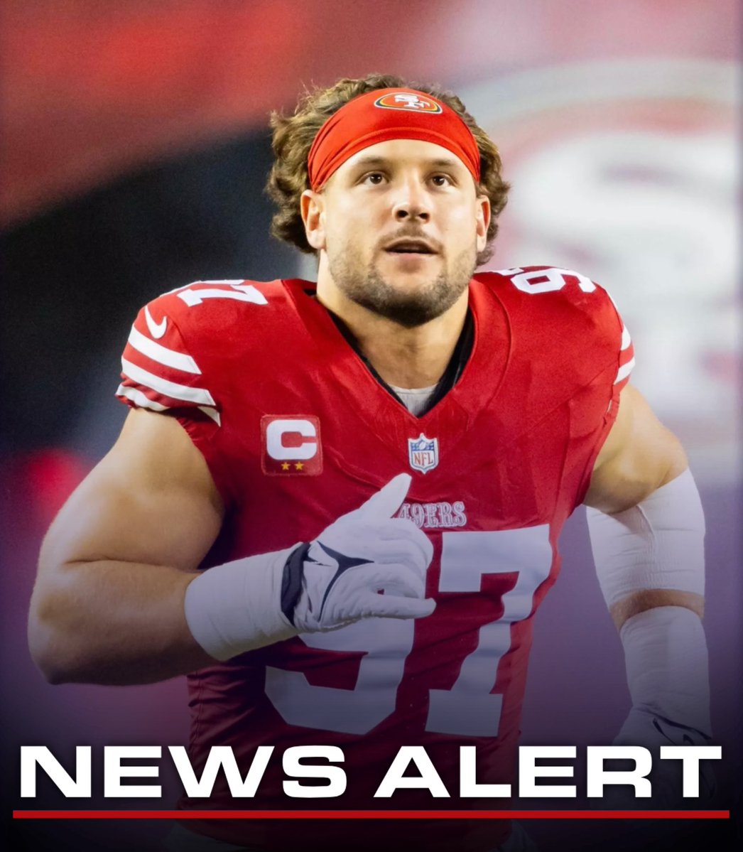 Coach_Yac's tweet photo. Nick Bosa is expected to miss a few weeks after pulling his calf in practice and the team is deciding whether he will be placed on IR, per @AdamSchefter https://t.co/nJQDeILQVN
