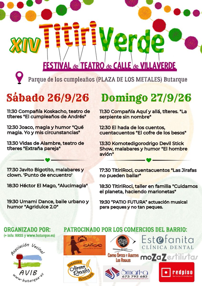 DistritoVillav's tweet photo. TitiriVerde vuelve a Butarque este fin de semana con teatro, títeres, magia, circo y música para toda la familia 

https://t.co/2o2N8S73H7 https://t.co/afSuRISnRz