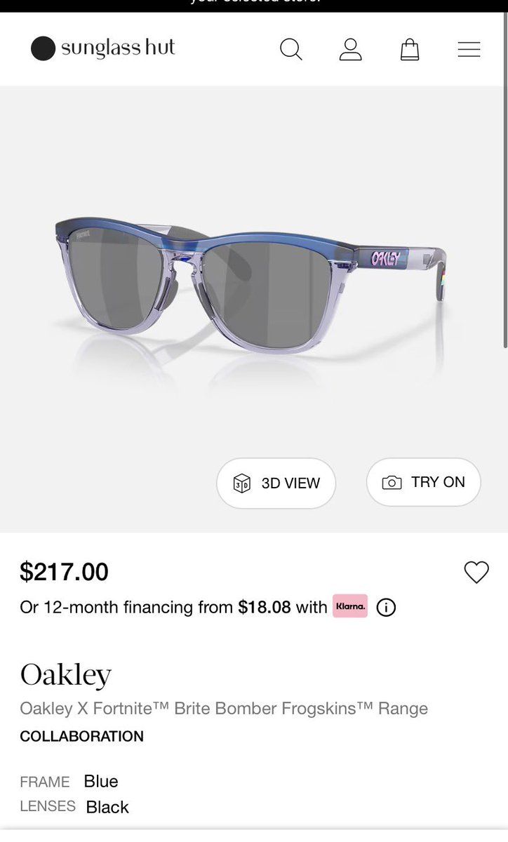 BaramosGonus's tweet photo. @RatStomperRay @GundamIsHere @DiscussingFilm It literally says they’re Oakley Frogskins Prizm Polarized glasses that normally sell for ~150 dollars *before* video game branding
A quick google turned up Fortnite Oakleys Frogskins that sell for over 200 dollars https://t.co/ET37ecfOMp