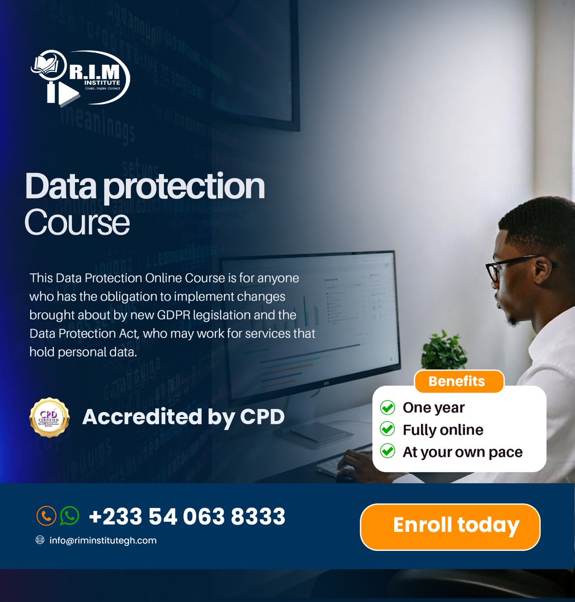 RIM_Institute's tweet photo. Protect valuable information and boost your career 🔐💻

 Learn Data Protection skills to keep personal and business data safe and open doors to more opportunities.

Enroll today and take the next step!
Send us a DM or Connect with us via WhatsApp Now! 
+233 540638333 

#rim https://t.co/fODUimZB5Y