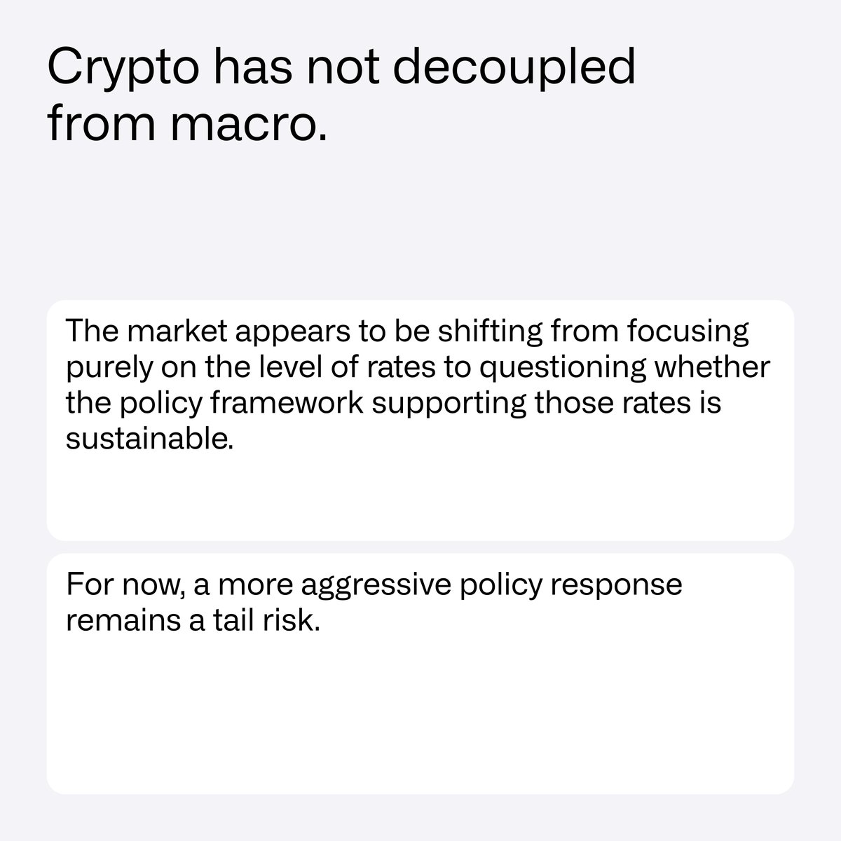 CoinSharesCo's tweet photo. Bitcoin rallied despite a much more hawkish rates backdrop.

@jbutterfill looks at why this is less about crypto decoupling from macro, and more about what the market is starting to price around regulation, flows and US policy.

Read the full update: https://t.co/CbkoMj5aID @Bitcoin