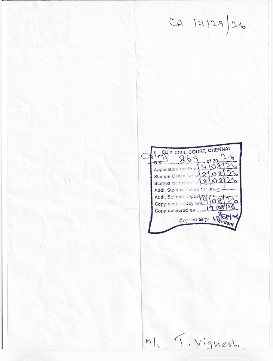 saravofcl's tweet photo. It’s a typo error by the Court Clerk. The certified copy of the order here. 
 
What doesn’t add up is the TVK Govt’s narrative. https://t.co/0NqeF29DWo