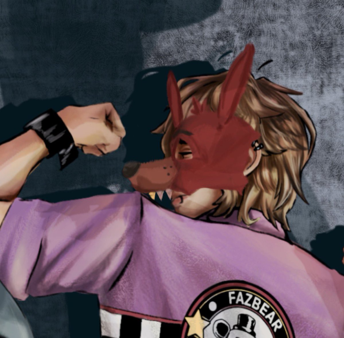 GoldenFesh's tweet photo. I draw the foxy mask differently every time so now i headcanon that Michael has a wall full of different foxy mask (handmade, gifted and official merchs) https://t.co/wse9cxviEb