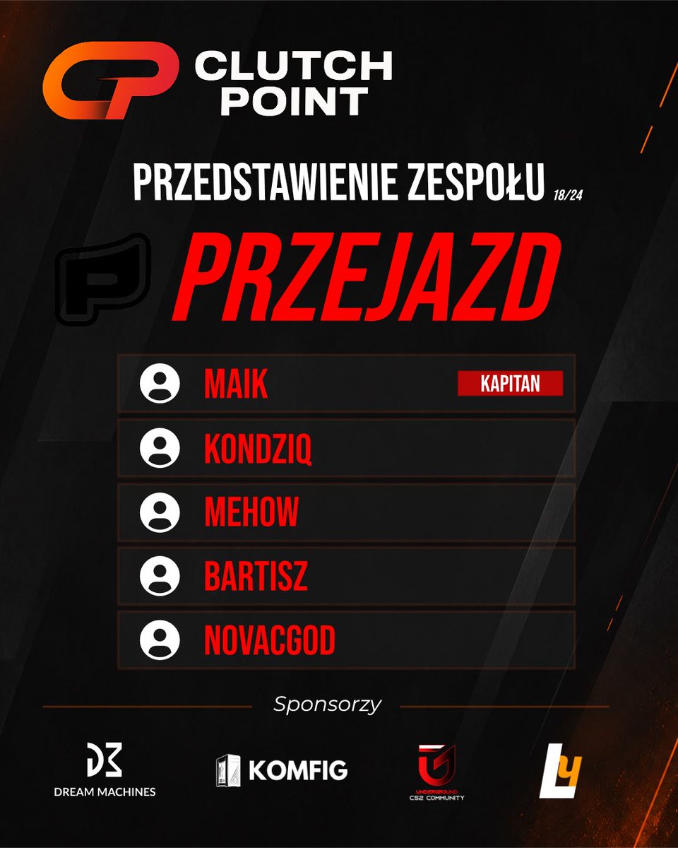 ClutchPoint_cs2's tweet photo. Nazwa ich drużyny wskazuje sama za siebie, że będzie to dla nich przechadzka po parku:race_car:

@przejazdcs w ClutchPoint Season II!

Powodzenia chłopaki na turnieju!
@maikcs2 @Erykbets @KondziQxDxP @MeHowcss @Bartisz6 https://t.co/TTjseUbrZ7