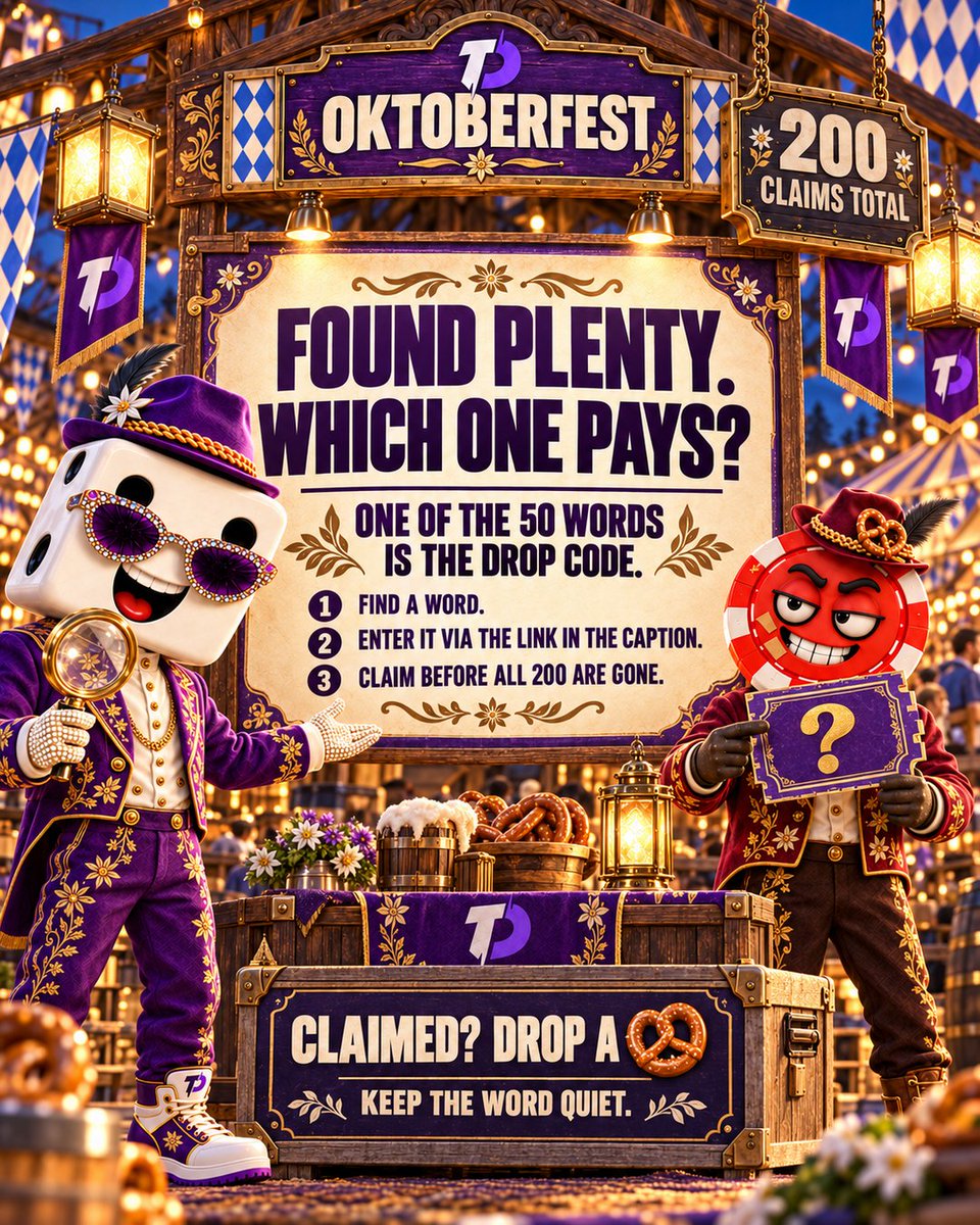 TrustDice's tweet photo. 50 WORDS. ONE CODE. 200 CLAIMS. GO 🥨🔥
🔗 https://t.co/lnwnK7h54y

Dave hid the Oktoberfest DROP 👀🔎

Search ↔️ ↕️ ↗️ backwards too!
Find it. Try it. Claim it ⚡

🚨 KEEP THE CODE TO YOURSELF 🤐
No spoilers or circled answers 🙅

Claimed? Drop 🥨 and take your victory lap 🏆 https://t.co/liPlnhuROE