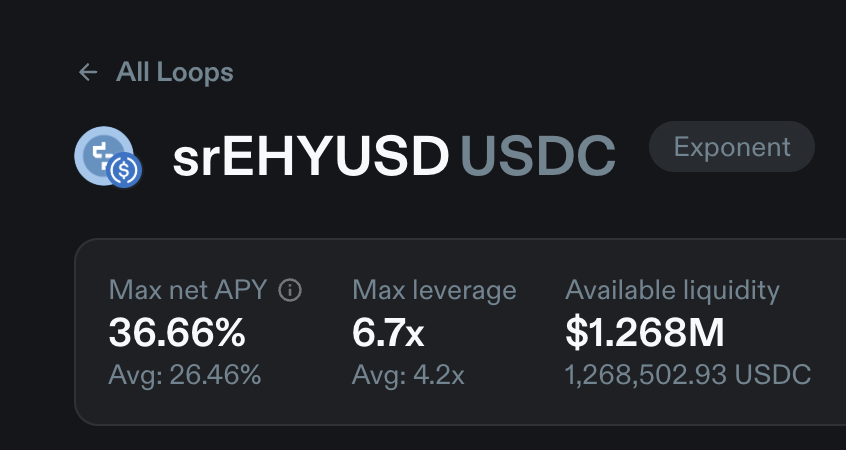 hylo_so's tweet photo. Looping srEHYUSD on @Loopscale offers up to 36% APY, with $1.2M in liquidity available for loops. https://t.co/UAAOnCXfcI