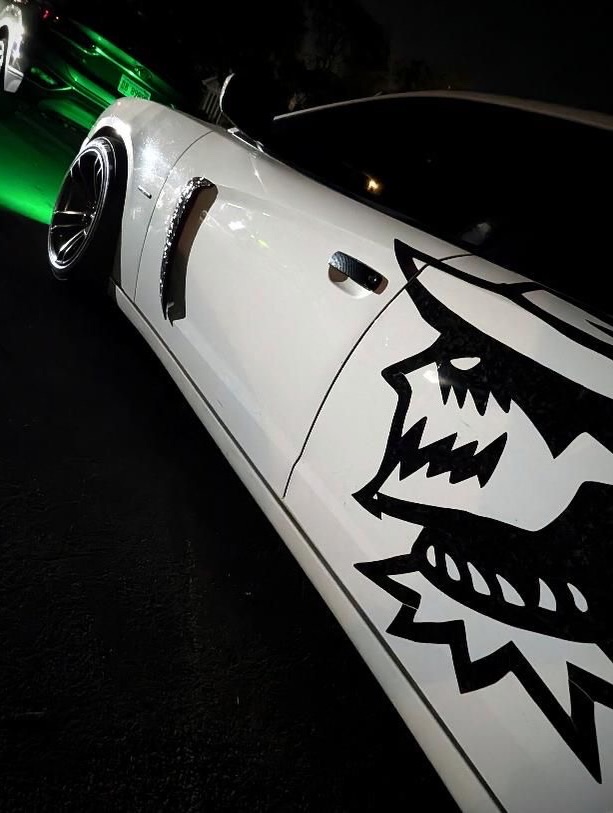 ruthchave40876's tweet photo. After dark, the build speaks for itself. Clean white and black combo with a green glow that hits different. https://t.co/LPUZTd7w1h