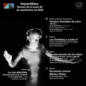 CulturaUNAM's tweet photo. 🎉 ¡Llegó el día! ¡Hoy comienza el #FestivalCulturaUNAM, que celebra su quinto aniversario por todo lo alto, con grandes figuras de México y el mundo! 🎶🎭📖
👀Esto es lo que no te puedes perder de hoy al 28 de septiembre. 🔽
Te esperamos en el #CCU y sedes alternas.
https://t.co/qzqFGhCyqO