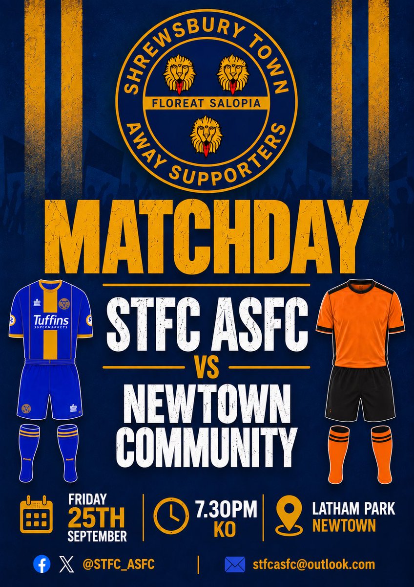 STFC_ASFC's tweet photo. 🔵🟠 MATCH DAY! 🟠🔵

We are playing in a special friendly tonight as we travel across the border to play Newtown Community at Latham Park - home of Newtown AFC!

⚽️ Newtown Community (A)
📅 Friday 25th September 
📍 Latham Park, Newtown
⏰ 7.30pm KO https://t.co/x7f5OmZ7z5
