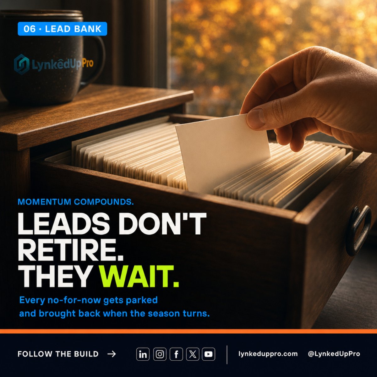 lynkedupSaaS's tweet photo. "Not right now" isn't a no. It's a not yet.

Every one of those gets parked with the reason and the date to try again, and comes back
when the season turns.

Leads don't retire. They wait.

https://t.co/lM7DmUyjuK

#RoofingContractor #RoofingCRM https://t.co/2BaA4dMpM1