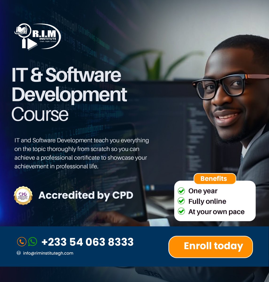 RIM_Institute's tweet photo. Build the future with IT &amp; Software Development 💻🚀
 Gain practical skills to develop software, solve problems, and create innovative digital solutions.

Enroll today and take the next step! 

#riminstitute #Software  #Enroll #development https://t.co/7QOi0jcL5q