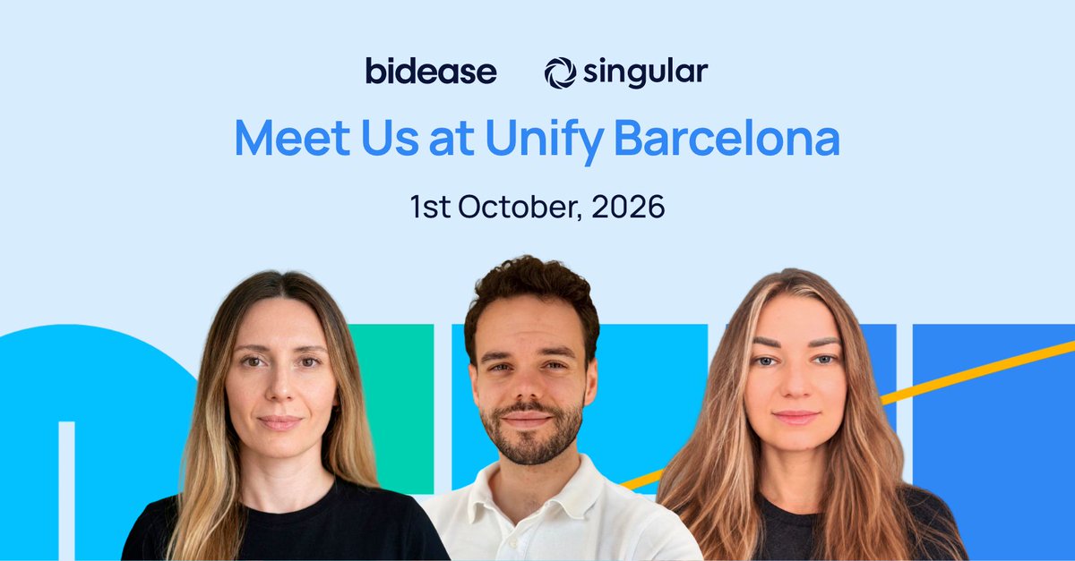 bidease's tweet photo. Berlin. London. LA. And now, Barcelona.

We've loved every stop this year, so we're back for one more.

On October 1st, Sema Ece Toker, Kevin Keller Medina, and Valeria Chikalova will be representing Bidease at @TweetSingular UNIFY Barcelona.

Planning Q4? Thinking about programmatic for 2027?
Come find our team.

See you soon, Barcelona!

Register here 👉 https://t.co/237P1tokPQ

📍 Renaissance Barcelona Hotel
 📅 Thursday, October 1
 🕐 14:00–21:30