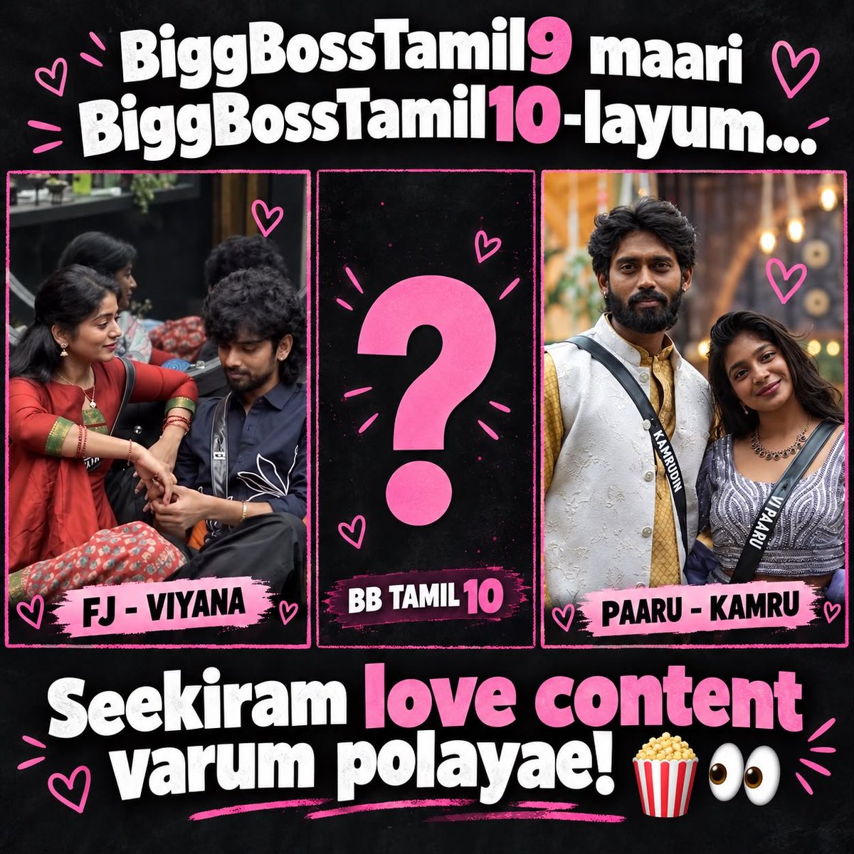 DeadmanxXd's tweet photo. I am waiting for the love content of this #BiggBossTamil10 season 

Unga guess yaru? Cmt la sollunga !!! https://t.co/LX2jkD1Kkj