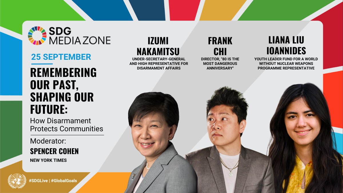 GlobalGoalsUN's tweet photo. The harm caused by nuclear weapons can persist across generations. Survivors, advocates and disarmament leaders reflect on the past—and how remembrance can strengthen action to protect communities today.
#SDGLive from 11:30 AM EDT:  https://t.co/VCwnqF8dlu https://t.co/bpG5CH69JZ