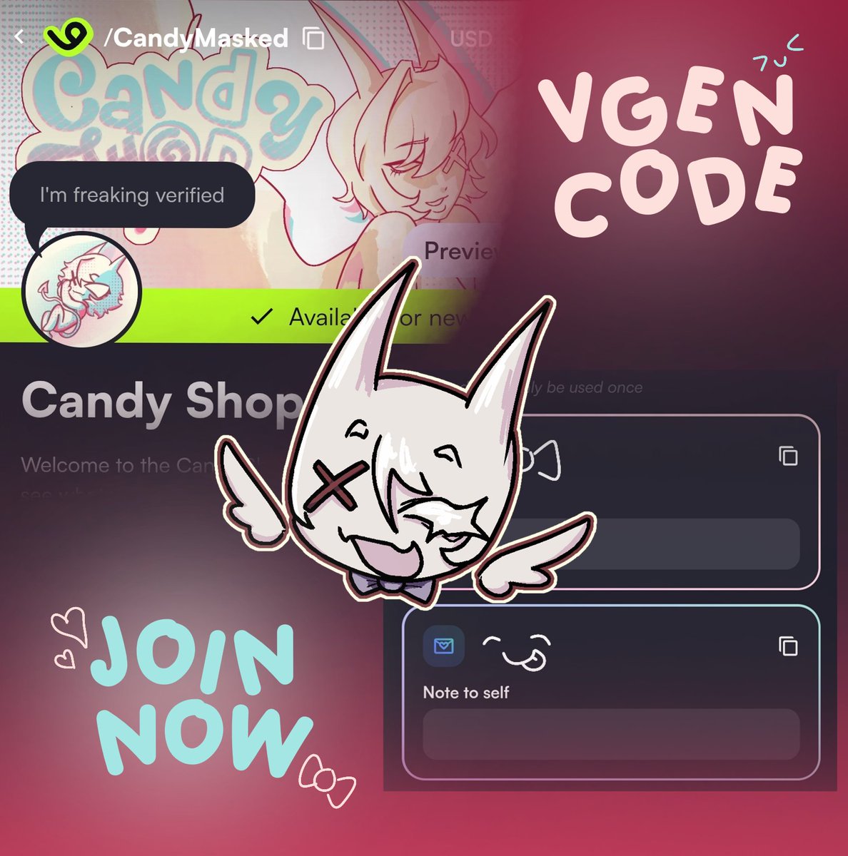 Therealestcandy's tweet photo. VGEN CODE GIVEAWAY

I have 2 VGen invite codes to give away!

🍭 Reply with your portfolio+vgen link!
🍨 2 winners 1 code each
🍬 Follow, ♡ + ↺ this post(NOT REQ! Just appreciated ^^) 

Ends: [10/2 GMT+8] all applicants will be carefully checked
#vgencode #giveaway https://t.co/5tDtmOVXgt