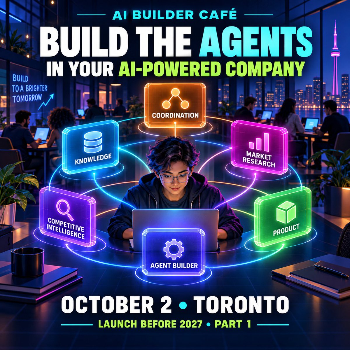 StartupCoach_CA's tweet photo. Stop collecting AI tools. Put agents to work on the business: learn what customers need, decide what to build, and keep the work moving. We’re building those roles on Oct 2 in Toronto. https://t.co/ajyc57v3aB https://t.co/sjv3nPQ5h3