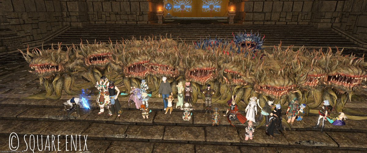 AstronNao's tweet photo. やってきましたモルボルまみれの会！
集合場所の絵で笑ったよね
#Bolt_from_the_Blue #ff14 https://t.co/d0bWygaHgE