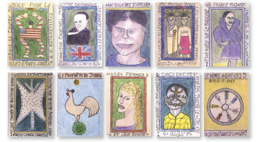 RawVisionMag's tweet photo. More than 40 drawings by Ivorian artist Frédéric Bruly Bouabré are on view at the Boca Raton Museum of Art, Florida, until Nov 8. The exhibition includes works from his Bété Syllabary and The Knowledge of the World series.

#OutsiderArt https://t.co/IIGfBktJKM