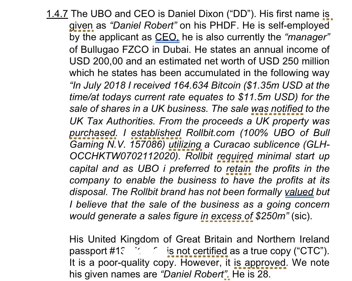 nothalfretired's tweet photo. One of the most interesting things about the CGA Breach was that it established with clear evidence that Rollbit owner Daniel Dixon ("Lucky") previously co owned CSGO Roll with Killian...

In 2018 Daniel received 164.634 BTC ($1.35m at the time) for his "shares" in a UK company: https://t.co/SXIcED0Nag