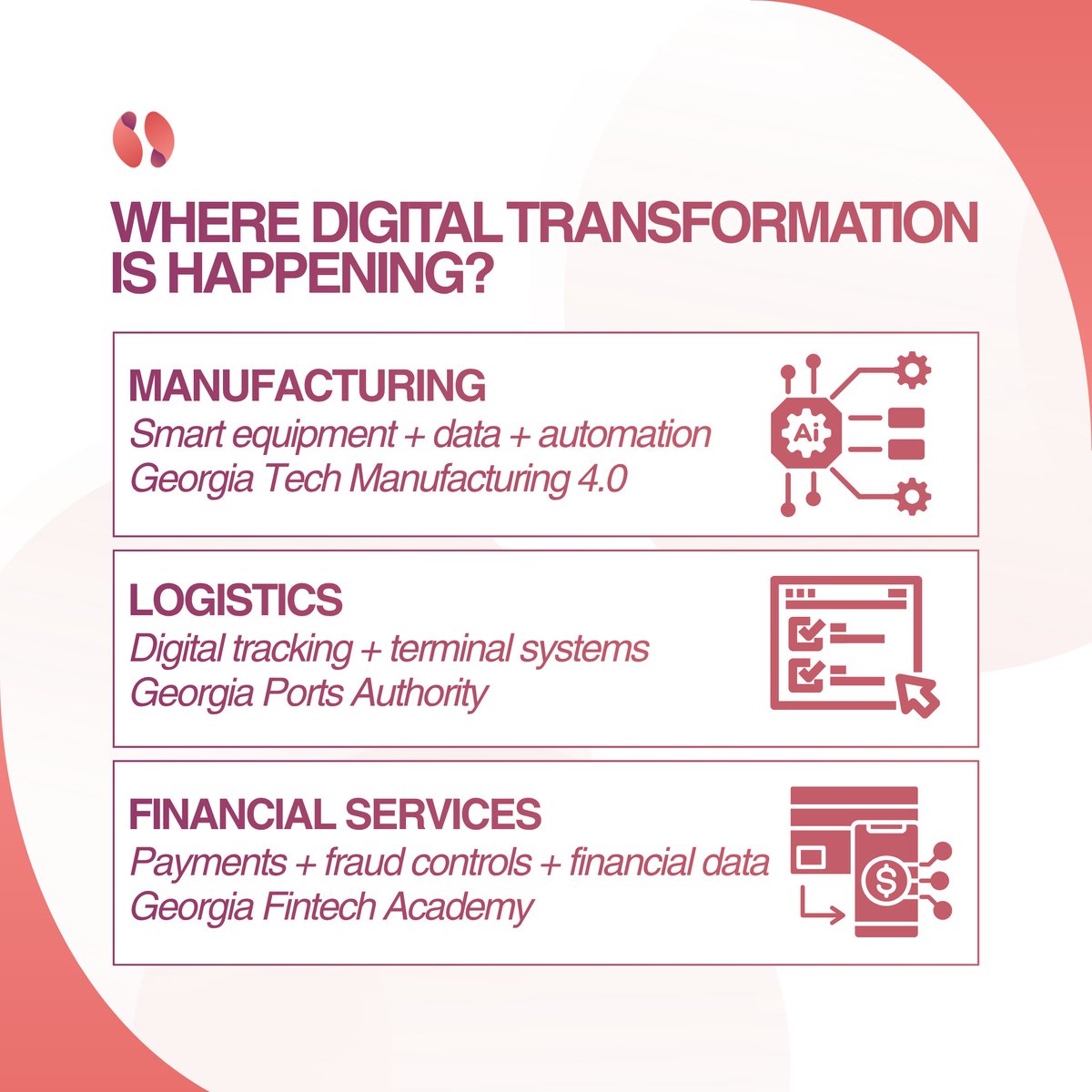PeachState_Tech's tweet photo. Digital transformation is reshaping Georgia industries, but new technology only creates value when it improves the full workflow.
Explore the trends: https://t.co/dWUe56JmG0
#DigitalTransformation #GeorgiaTech #Innovation #Technology https://t.co/RTyKPmSEzg