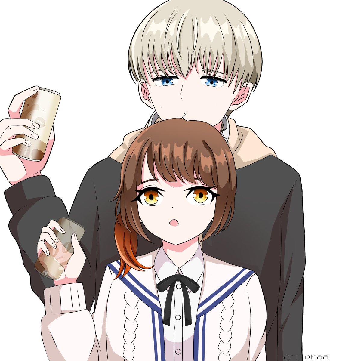 Enaachii's tweet photo. ☕:why you take my coffe?
🎧:You drink a lot of coffee

#yuuenaverse
#ocxcanon 
#WBプラス
#WB夢 https://t.co/Ex9zzNpNyc
