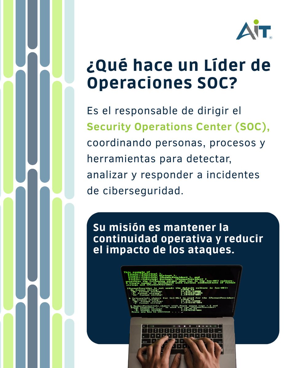 aitmx's tweet photo. #PerfilesTI | Las amenazas cibernéticas evolucionan todos los días. La pregunta ya no es si tu empresa será objetivo de un ataque, sino qué tan preparada está para responder.

Cotiza aquí: https://t.co/VySXGvI7PH 

#Ciberseguridad #SOC #SecurityOperationsCenter #CyberSecurity https://t.co/H88VjsmNFC