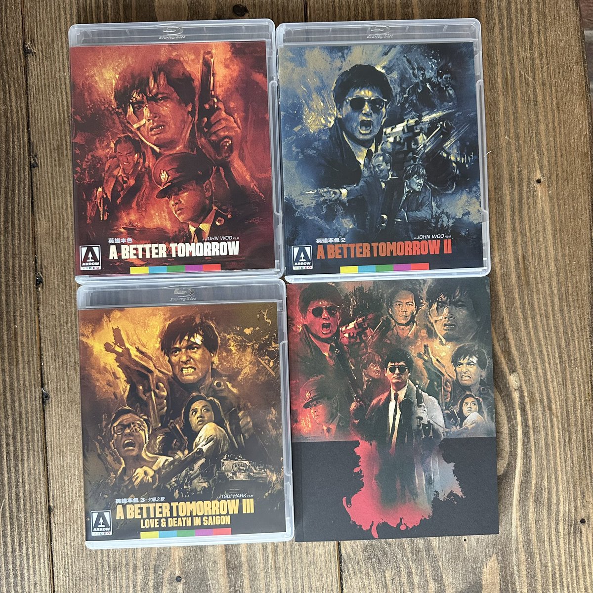bigkingbadger's tweet photo. Time to lock and load, spill some blood in the most heroic way possible! The @ArrowFilmsVideo release of a better tomorrow trilogy has sniped its way through my letterbox! Having not seen the films before should i go for the extended versions? #johnwoo https://t.co/0YU5UgklSy