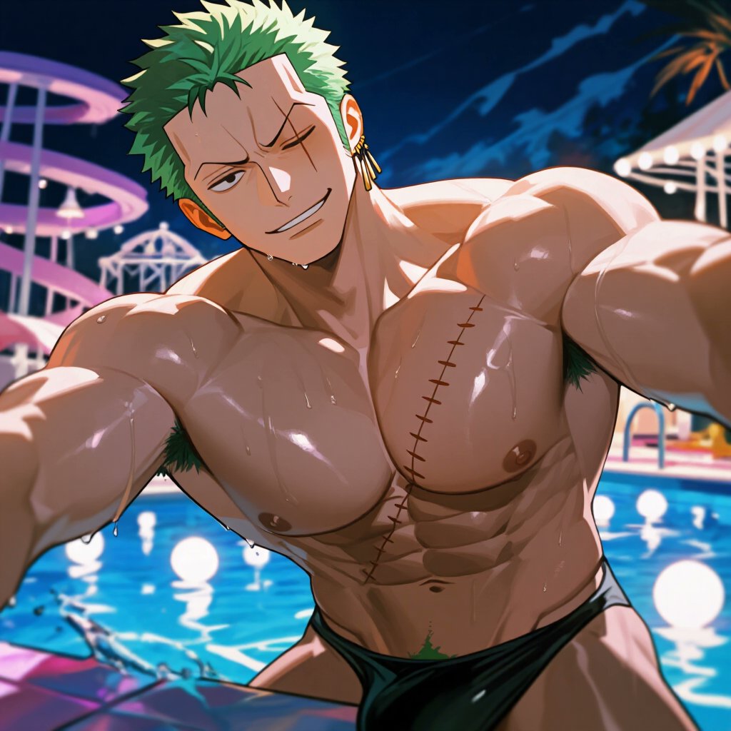 YamazakiSosukeA's tweet photo. Zoro - water park II ⛲️ | Night Pt.6  

#AIart #Bara #RoronoaZoro #Zoro #索隆 #OnePiece https://t.co/7bImGVjEsk