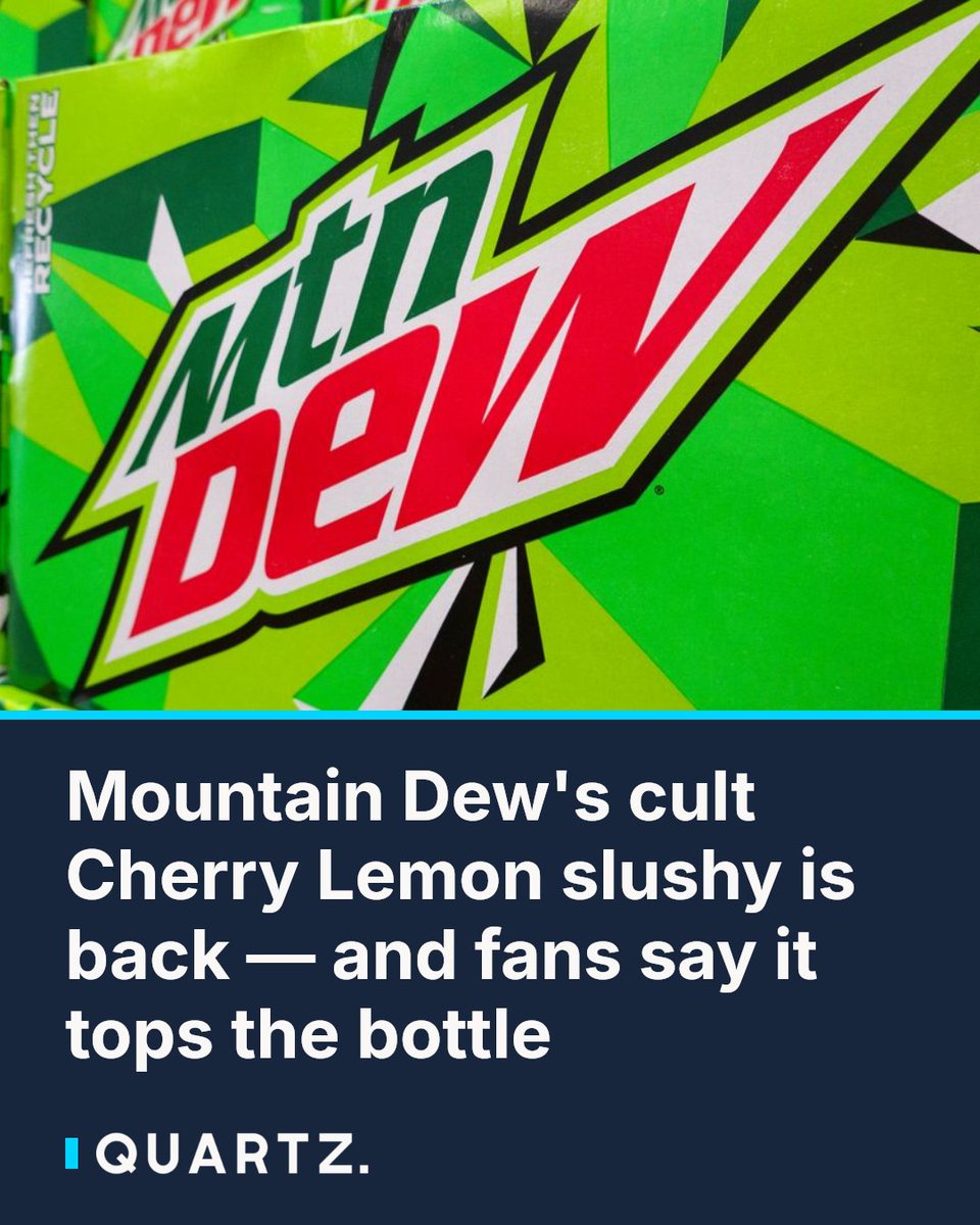 qz's tweet photo. Mountain Dew's cult Cherry Lemon slushy is back โ and fans say it tops the bottle: The Trolli Cherry Lemon Froster has returned to Circle K for a limited run through end of 2026, and early taste-testers are already crowning itโฆ https://t.co/Rx9C2NnEXu #MountainDew #CherryLemon https://t.co/0hBn5602eZ