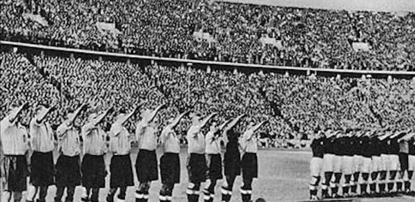 DaS824463540567's tweet photo. @LPerrins Here's the British soccer team performing Nazi salutes next to the Germans 2 years later.
How much of you time do you spend calling the British people Nazi sympathizers? What point do you suppose you're making here? https://t.co/cjyiRQzzTd