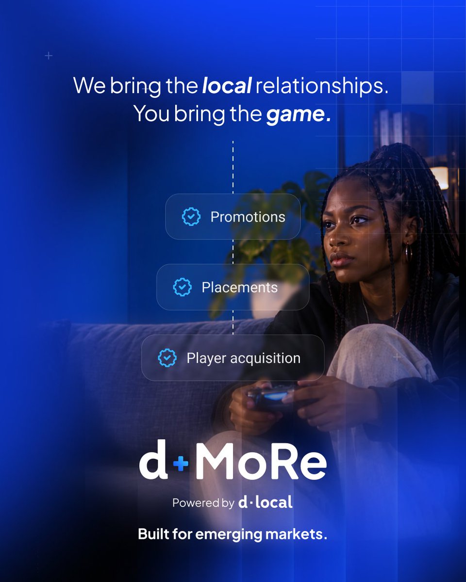 dLocalPayments's tweet photo. What if your next players are already inside a payment method? 🎮

Local wallets and payment apps can be more than checkout. Think offers, promotions, cashback and more. 

Sometimes, payment is where the journey starts. dMoRe: https://t.co/mZ0jtVVGXo

#dMoRe #Gaming #Payments https://t.co/hutlWh8wDb