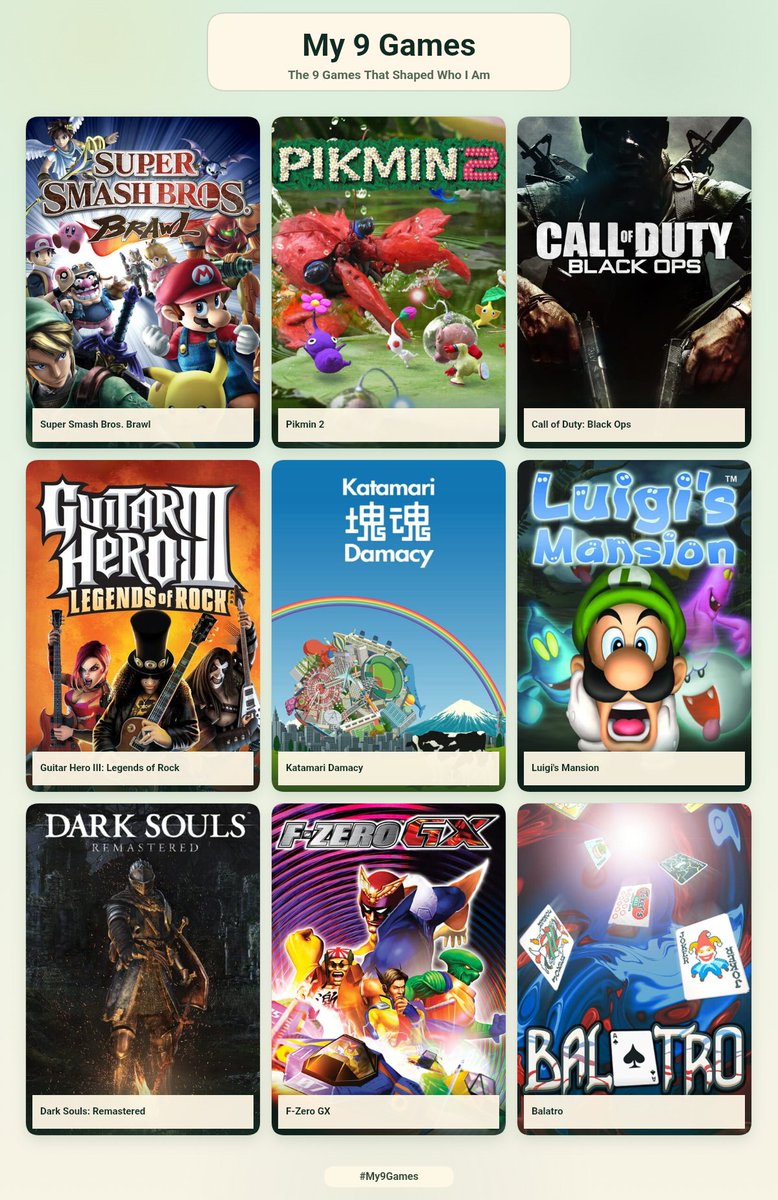 lLosttheload's tweet photo. My 9 games ✨️(also shoutout tetris) https://t.co/1QSpwRWeIJ