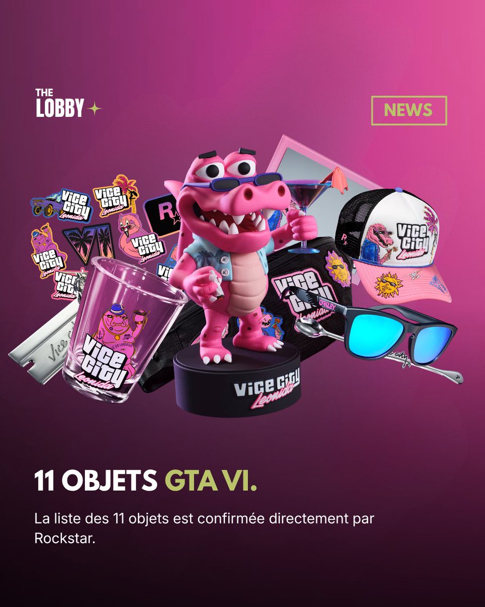 THELOBBYfr's tweet photo. 🚨 Rockstar vient de dévoiler un nouveau collector GTA VI à 399,99 €. 😳🐊

Figurine, Oakley, casquette New Era, sac Leonida Keys, poster de la map…

Mais GTA VI n’est pas inclus. 💀

400 € sans le jeu, vous craquez ? 👀🌴 https://t.co/tRf9F2nZcZ