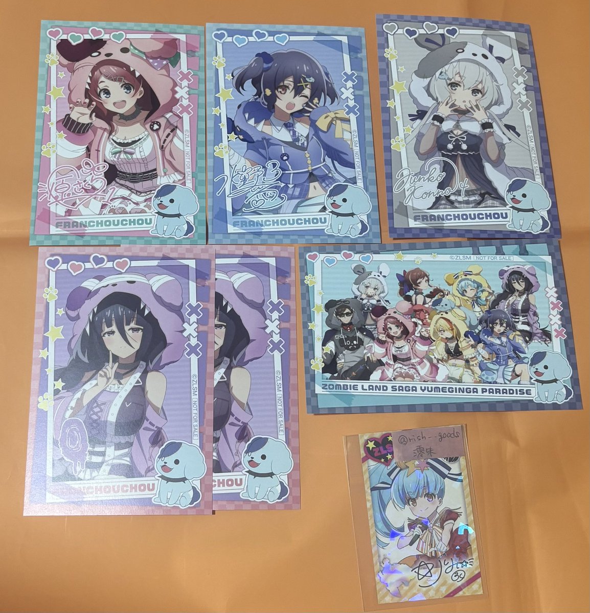 rish__goods's tweet photo. 【交換 譲渡】ゾンビランドサガ ゾンサガ
カラ鉄 グッズ購入特典 ポストカード

(譲)さくら 愛 純子 たえ★ 集合

(求)リリィ or 300円/枚(+送料)

都内手渡し or 郵送
★同数以上含むお取引のみ https://t.co/sl3wHJ0dCq